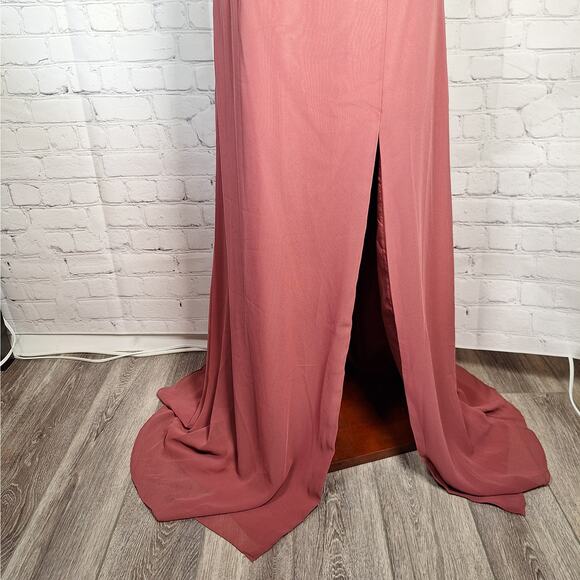 NWT $99 Azazie Hailey Dress, Size 4, Desert Rose Pink, Floor Length Sleeveless - Picture 4 of 11